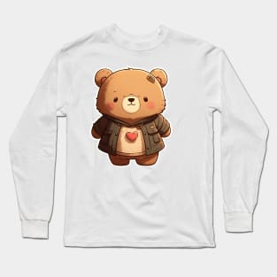 Cute Bear Cartoon Adventurer Adorable Kawaii Animal Long Sleeve T-Shirt